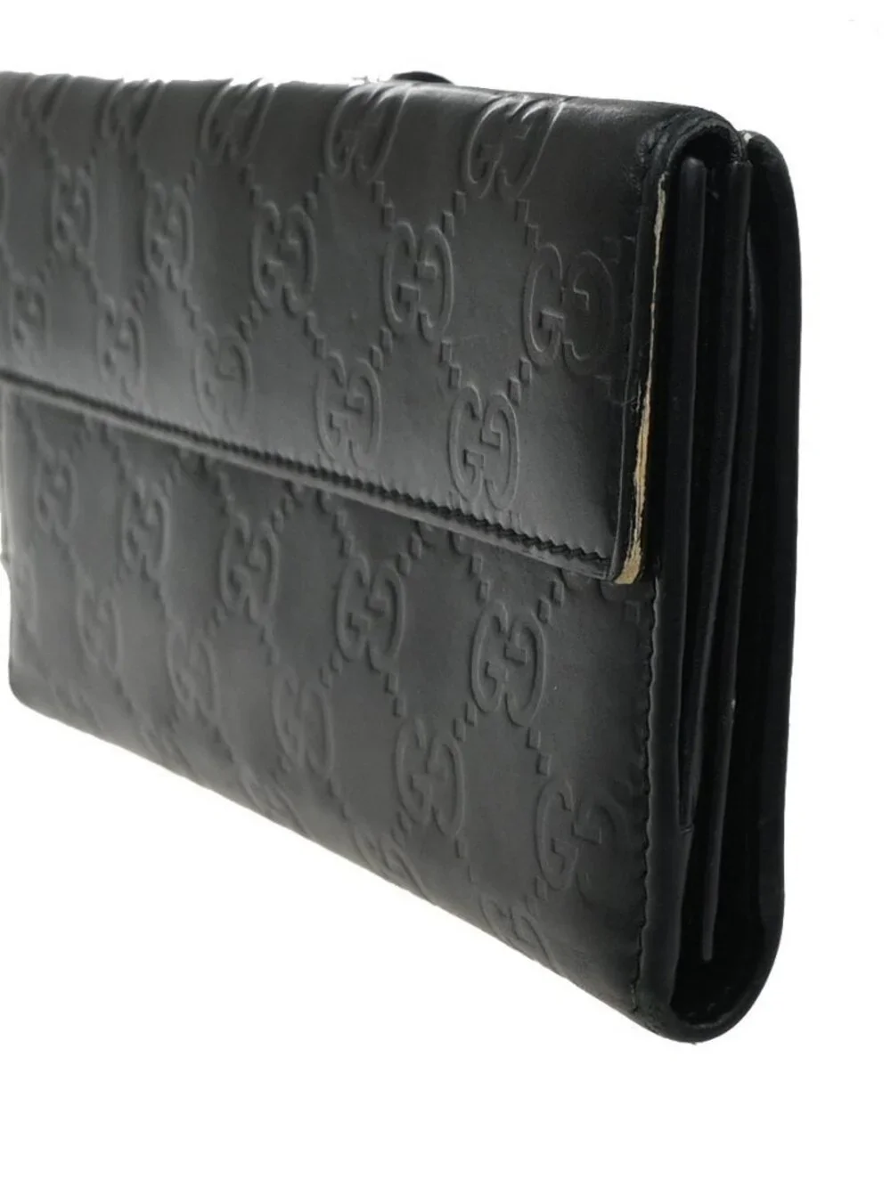 GUCCI Logo Guccissima GG Lovely Heart Bifold Long Wallet Leather Black 02KD033 - Picture 4 of 16